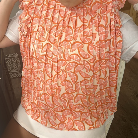 orange flowy shirt - Picture 3 of 3